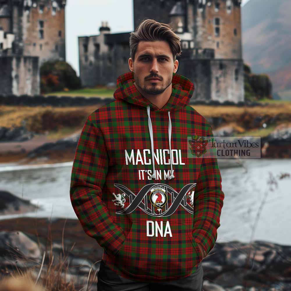 Tartan Vibes Clothing MacNicol (McNicol) Tartan Cotton Hoodie with Family Crest DNA In Me Style