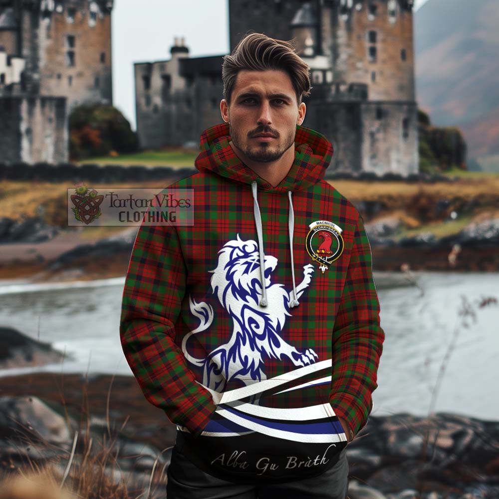 Tartan Vibes Clothing MacNicol (McNicol) Tartan Cotton Hoodie with Alba Gu Brath Regal Lion Emblem