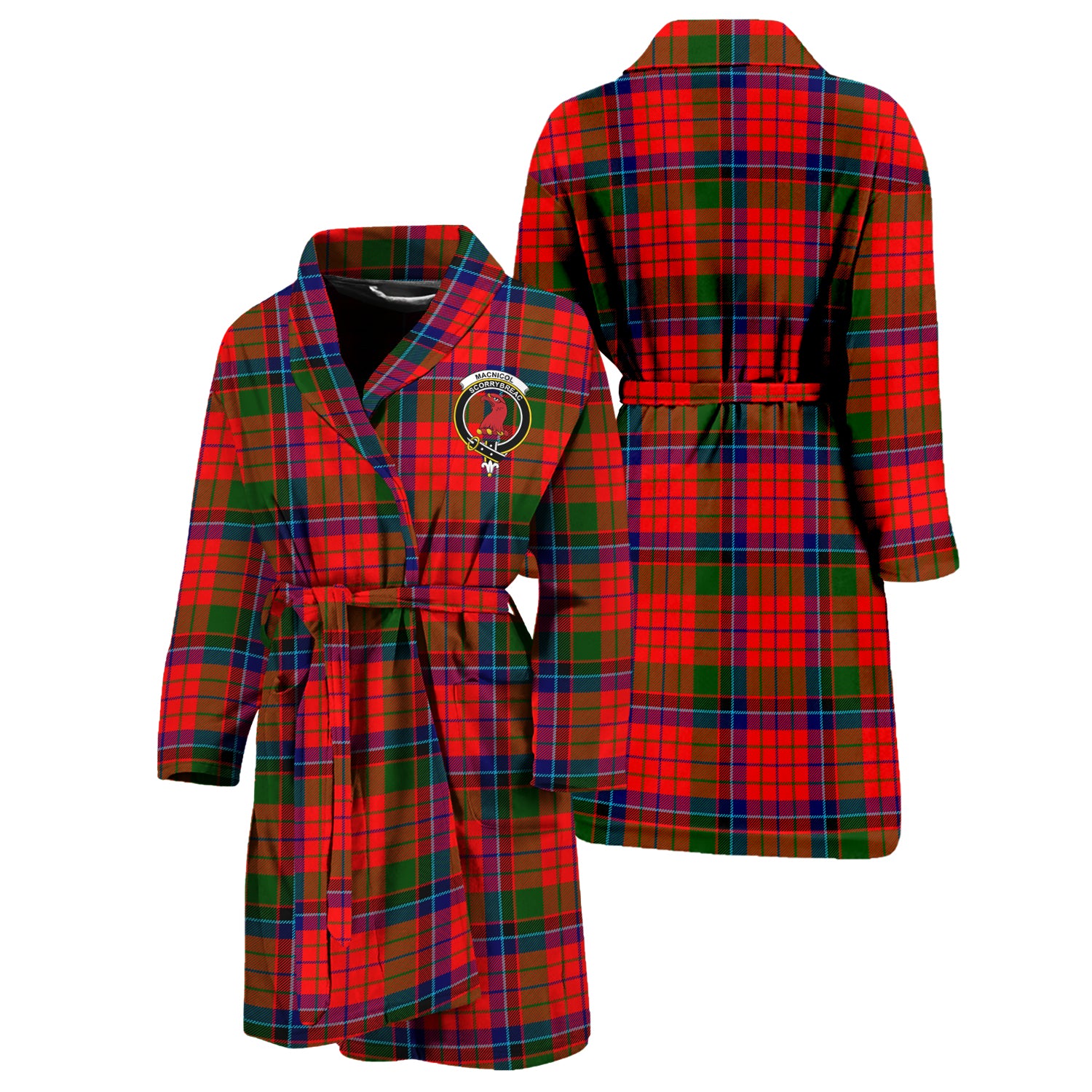 MacNicol of Scorrybreac Tartan Bathrobe with Family Crest Unisex S - Tartan Vibes Clothing