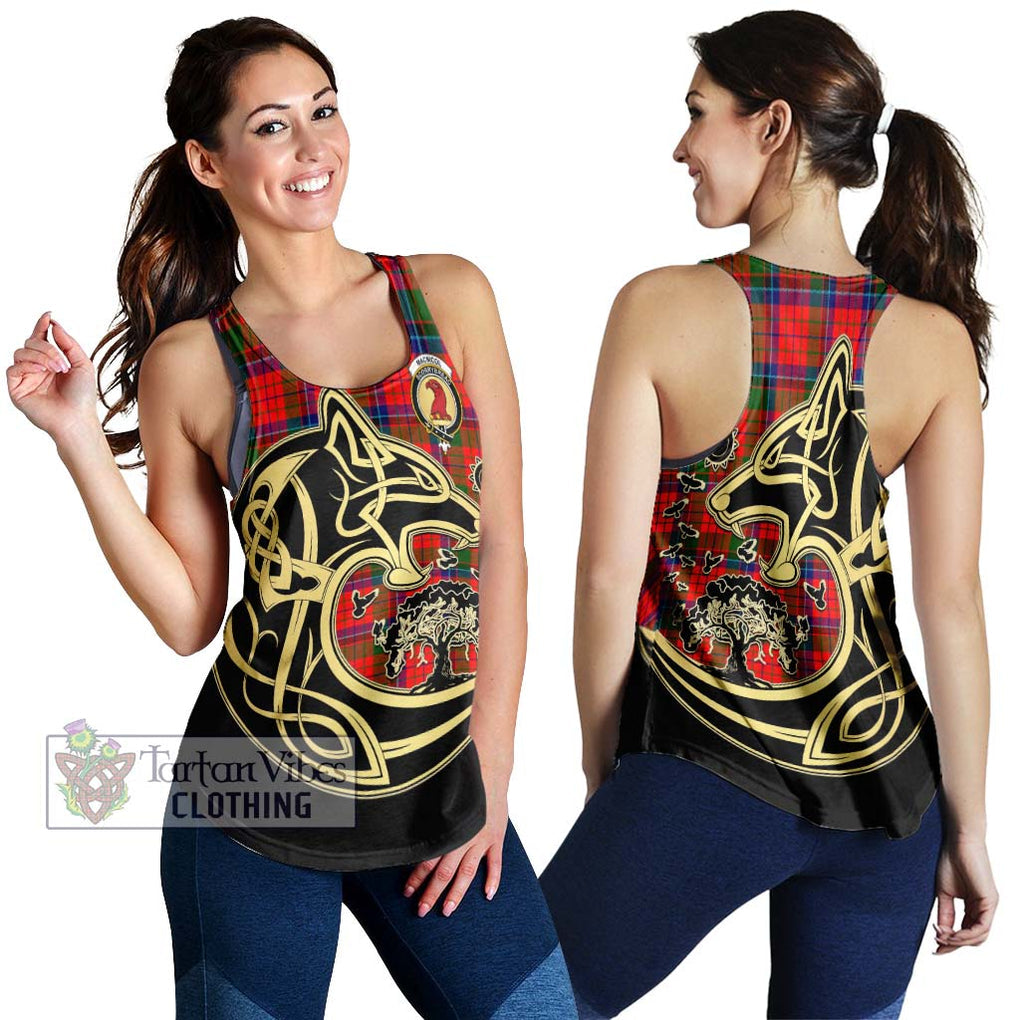 MacNicol of Scorrybreac Tartan Women's Racerback Tanks with Family Crest Celtic Wolf Style 4XL - Tartan Vibes Clothing