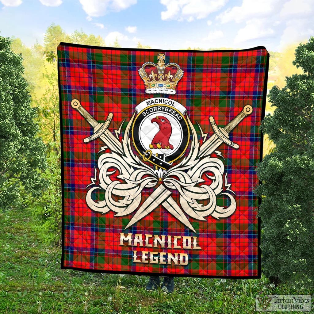 Tartan Vibes Clothing MacNicol of Scorrybreac Tartan Quilt with Clan Crest and the Golden Sword of Courageous Legacy