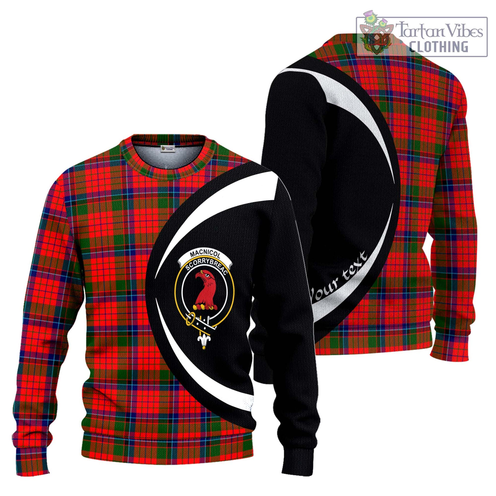 MacNicol of Scorrybreac Tartan Knitted Sweater with Family Crest Circle Style Unisex - Tartan Vibes Clothing