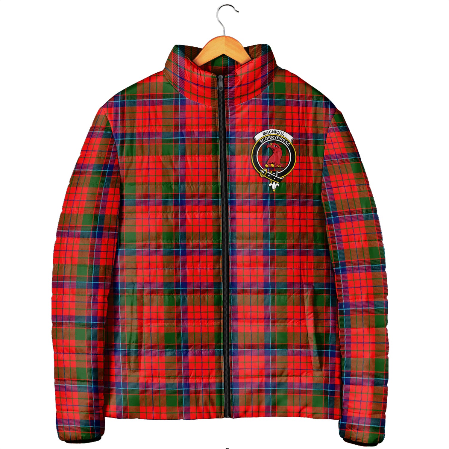 MacNicol of Scorrybreac Tartan Padded Jacket with Family Crest Men's Padded Jacket - Tartan Vibes Clothing