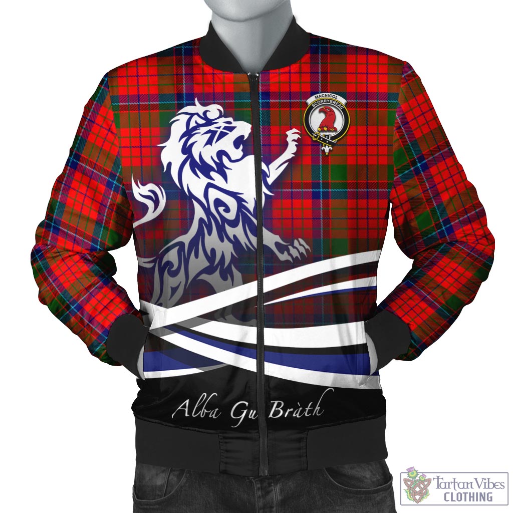 Tartan Vibes Clothing MacNicol of Scorrybreac Tartan Bomber Jacket with Alba Gu Brath Regal Lion Emblem