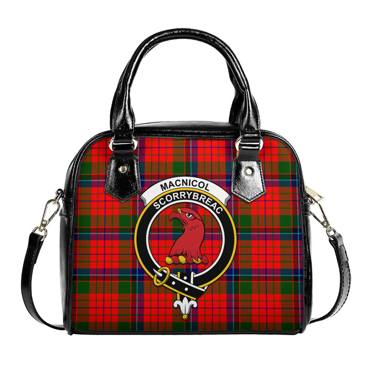 MacNicol of Scorrybreac Tartan Shoulder Handbags with Family Crest One Size 6*25*22 cm - Tartanvibesclothing