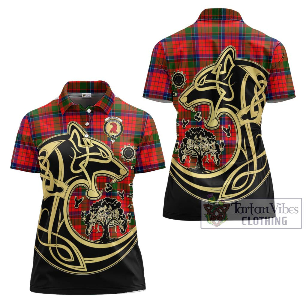 MacNicol of Scorrybreac Tartan Women's Polo Shirt with Family Crest Celtic Wolf Style Women - Tartanvibesclothing Shop