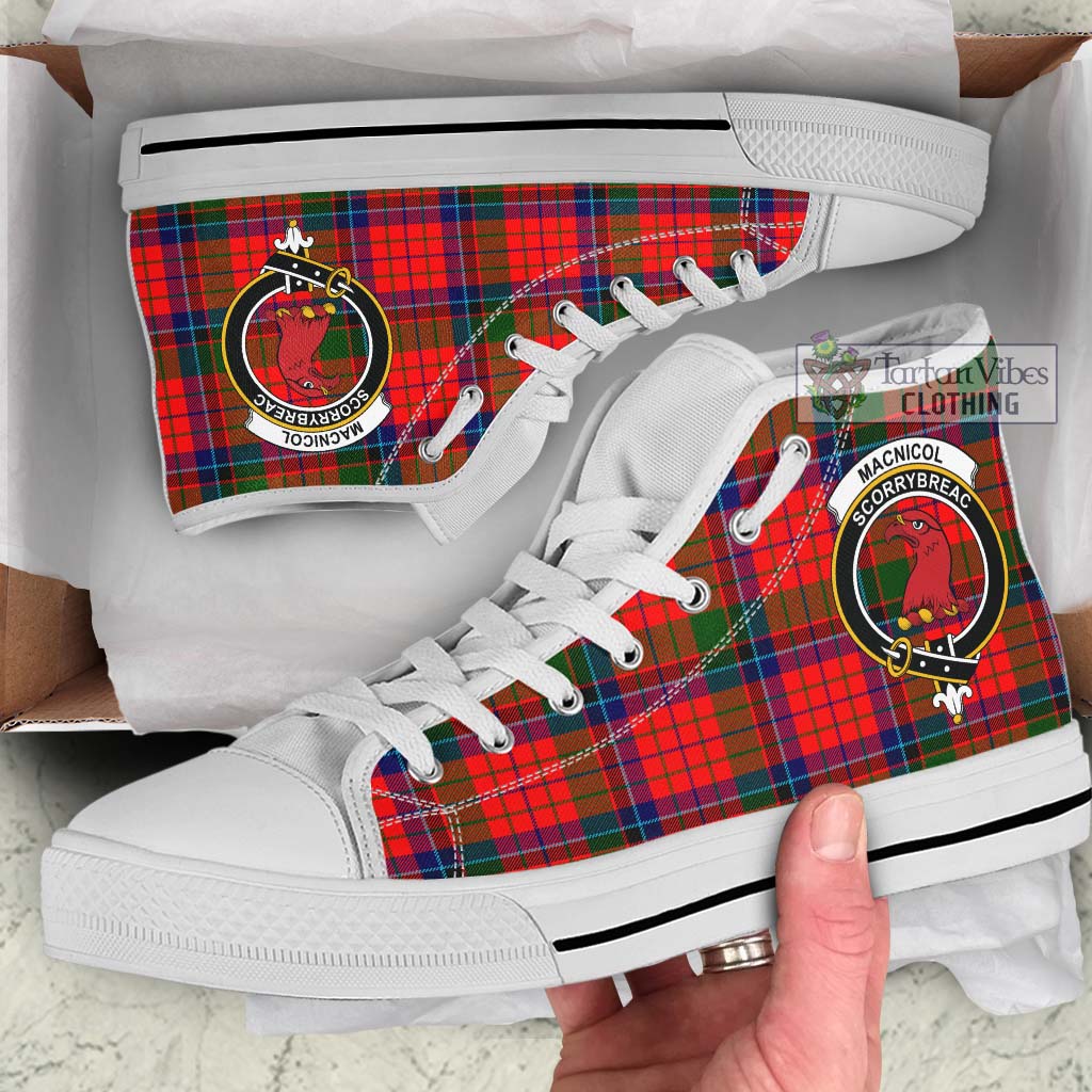 Tartan Vibes Clothing MacNicol of Scorrybreac Tartan High Top Shoes with Family Crest