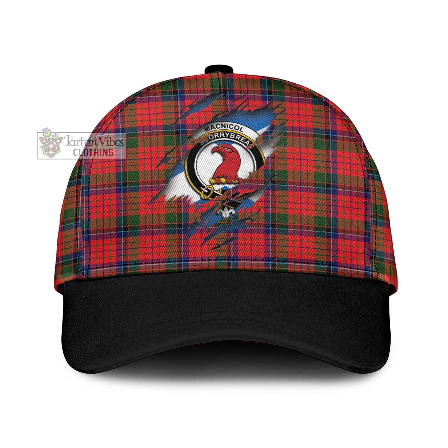 Tartan Vibes Clothing MacNicol of Scorrybreac Tartan Classic Cap with Family Crest In Me Style