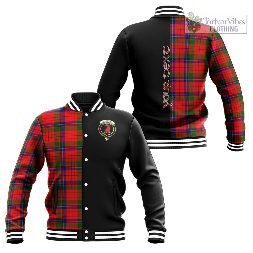 MacNicol of Scorrybreac Tartan Baseball Jacket with Family Crest and Half Of Me Style Unisex - Tartanvibesclothing Shop