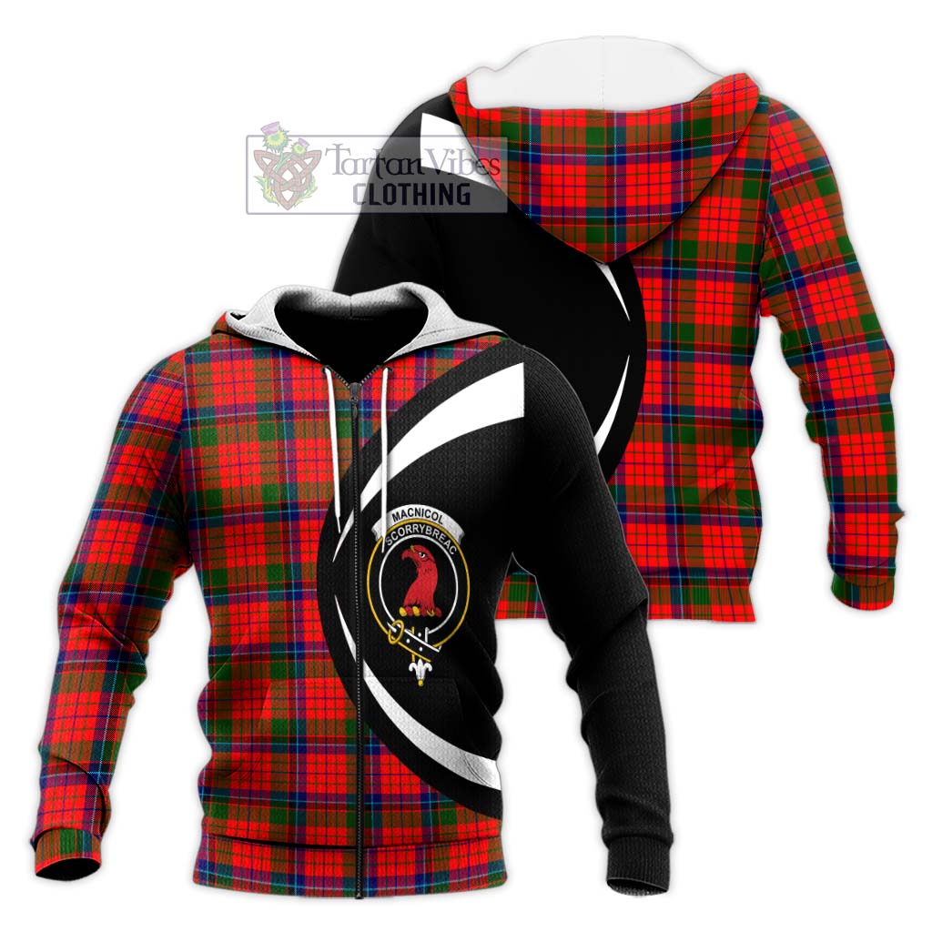 MacNicol of Scorrybreac Tartan Knitted Hoodie with Family Crest Circle Style Unisex Knitted Zip Hoodie - Tartan Vibes Clothing