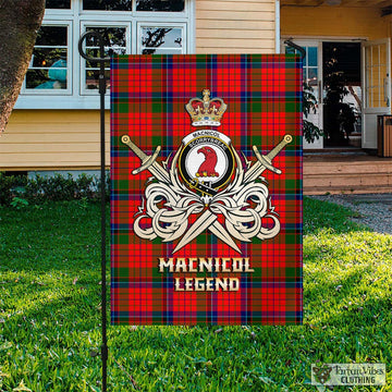 MacNicol of Scorrybreac Tartan Flag with Clan Crest and the Golden Sword of Courageous Legacy