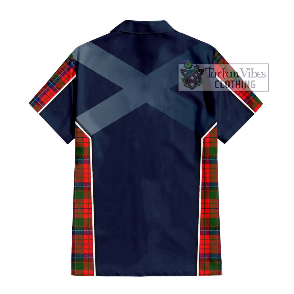 MacNicol of Scorrybreac Tartan Short Sleeve Button Shirt with Family Crest and Lion Rampant Vibes Sport Style - Tartan Vibes Clothing