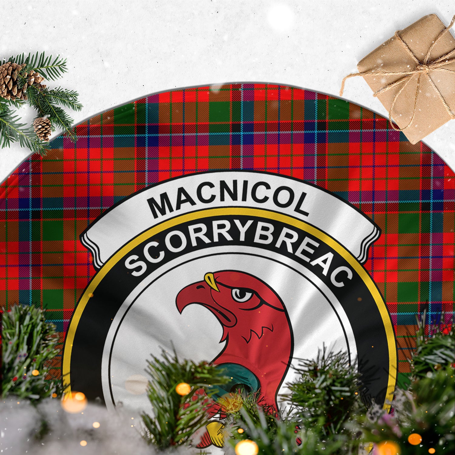 MacNicol of Scorrybreac Tartan Christmas Tree Skirt with Family Crest - Tartanvibesclothing