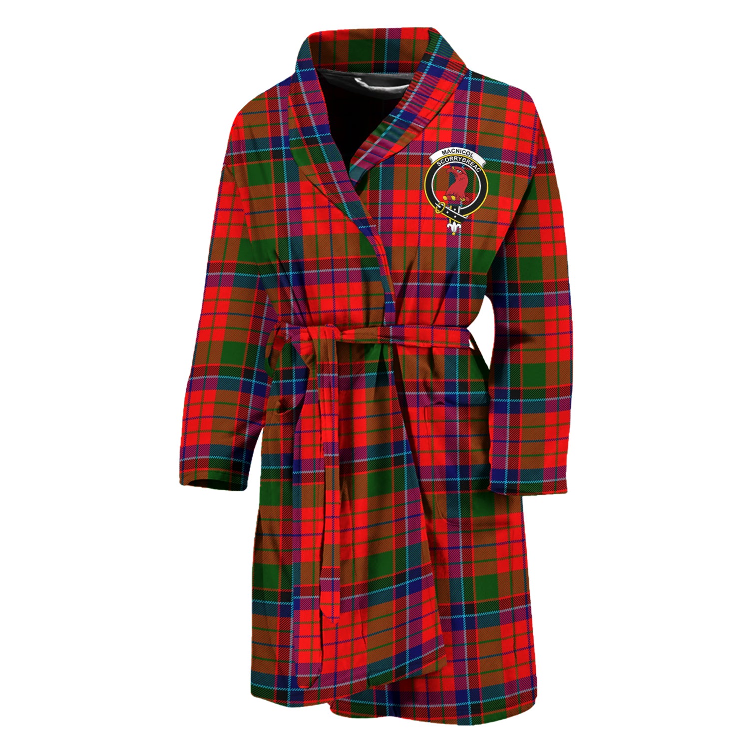 MacNicol of Scorrybreac Tartan Bathrobe with Family Crest Unisex M - Tartan Vibes Clothing