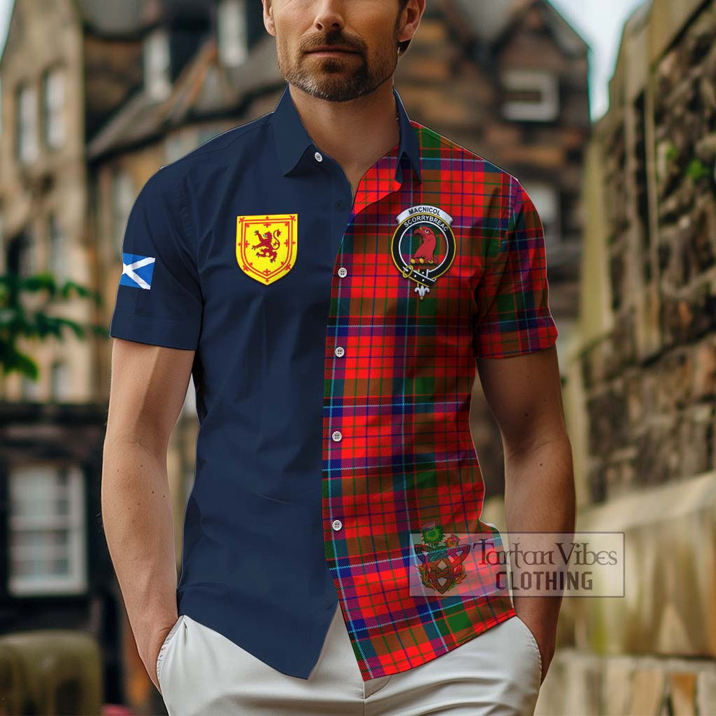 Tartan Vibes Clothing MacNicol of Scorrybreac Tartan Short Sleeve Button Shirt with Scottish Lion Royal Arm Half Style