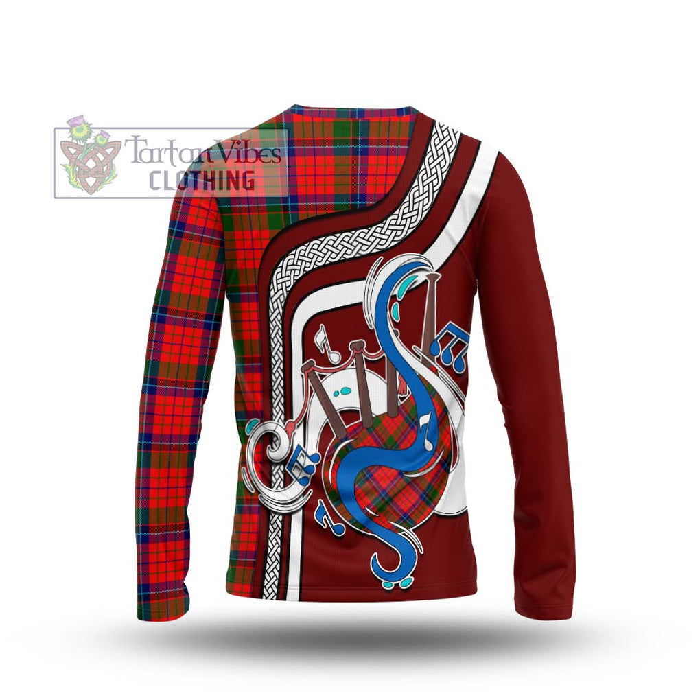 Tartan Vibes Clothing MacNicol of Scorrybreac Tartan Long Sleeve T-Shirt with Epic Bagpipe Style