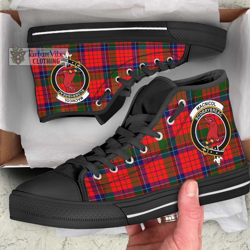 Tartan Vibes Clothing MacNicol of Scorrybreac Tartan High Top Shoes with Family Crest