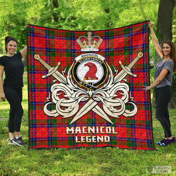 MacNicol of Scorrybreac Tartan Quilt with Clan Crest and the Golden Sword of Courageous Legacy