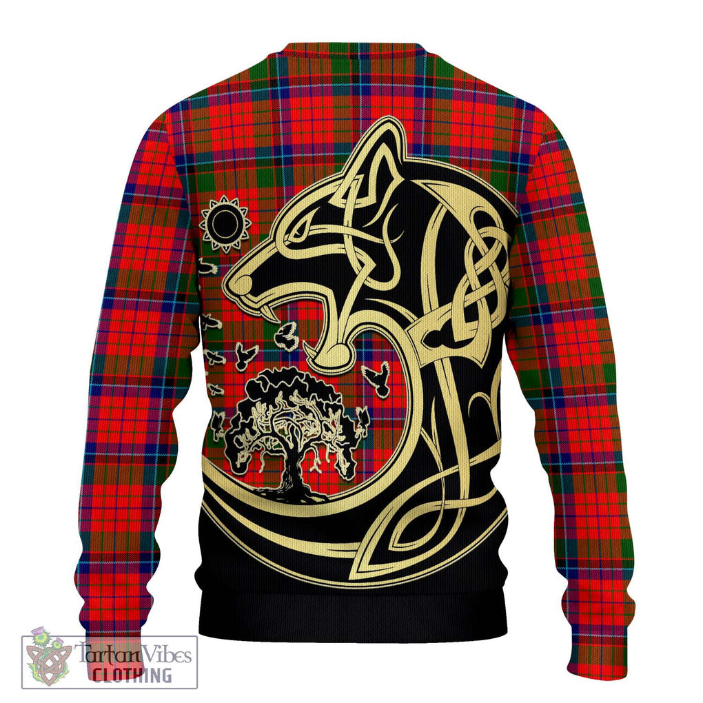 MacNicol of Scorrybreac Tartan Knitted Sweater with Family Crest Celtic Wolf Style - Tartan Vibes Clothing