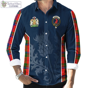 MacNicol of Scorrybreac Tartan Long Sleeve Button Up Shirt with Family Crest and Scottish Thistle Vibes Sport Style