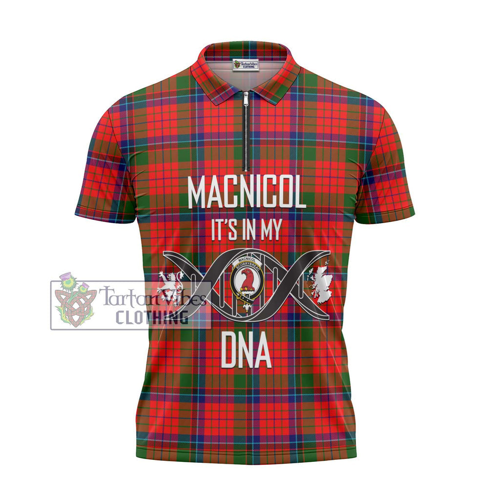 MacNicol of Scorrybreac Tartan Zipper Polo Shirt with Family Crest DNA In Me Style - Tartanvibesclothing Shop