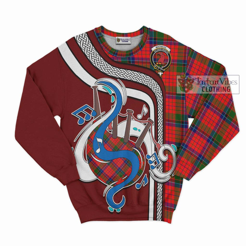 Tartan Vibes Clothing MacNicol of Scorrybreac Tartan Sweatshirt with Epic Bagpipe Style