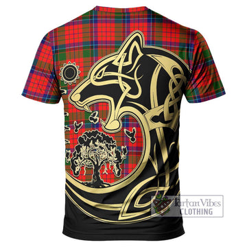 MacNicol of Scorrybreac Tartan T-Shirt with Family Crest Celtic Wolf Style