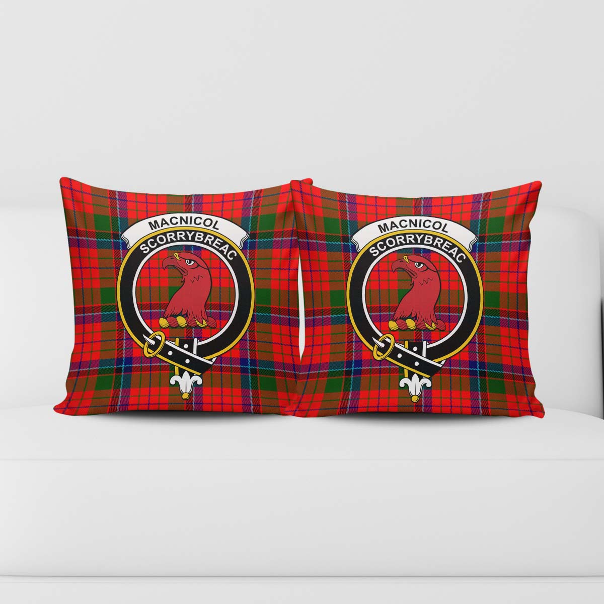 MacNicol of Scorrybreac Tartan Pillow Cover with Family Crest - Tartanvibesclothing