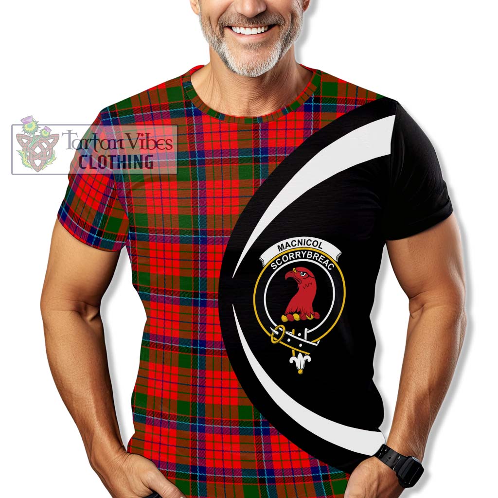 Tartan Vibes Clothing MacNicol of Scorrybreac Tartan T-Shirt with Family Crest Circle Style