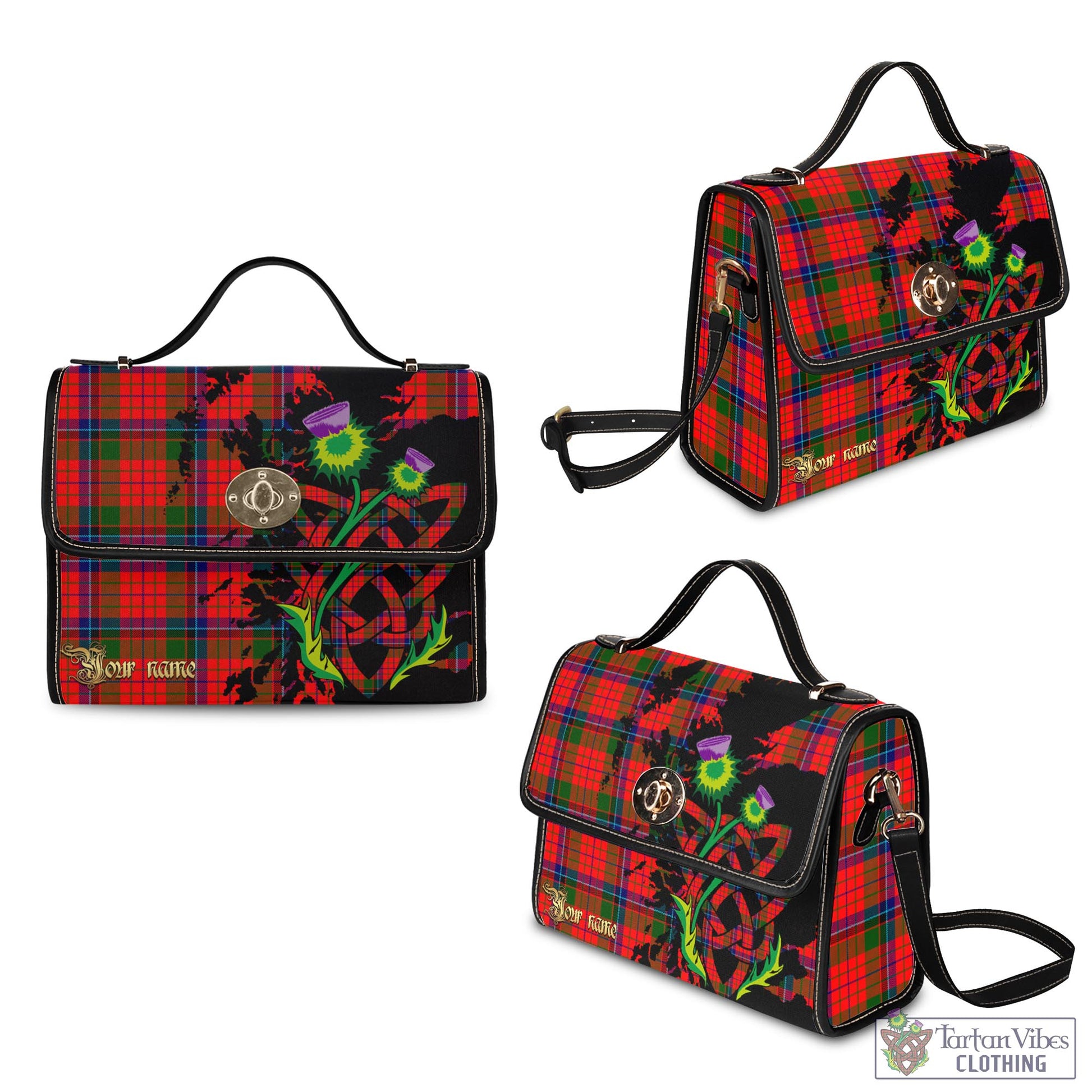 Tartan Vibes Clothing MacNicol of Scorrybreac Tartan Waterproof Canvas Bag with Scotland Map and Thistle Celtic Accents