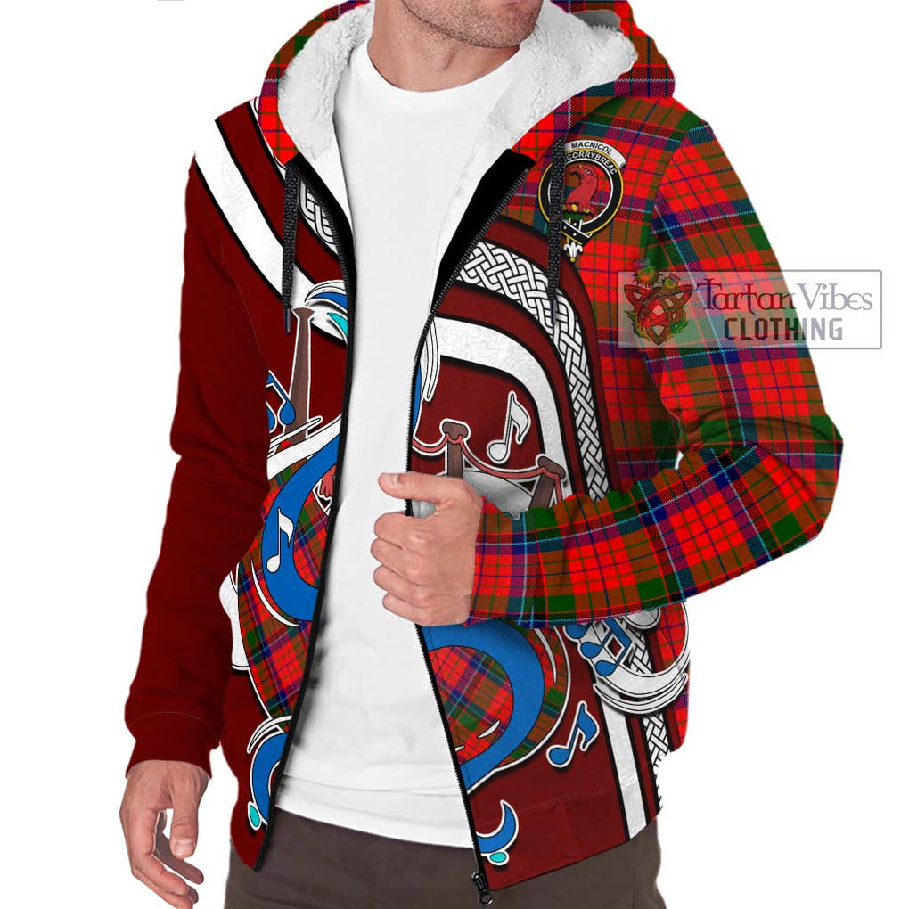 MacNicol of Scorrybreac Tartan Sherpa Hoodie with Epic Bagpipe Style Unisex - Tartanvibesclothing Shop