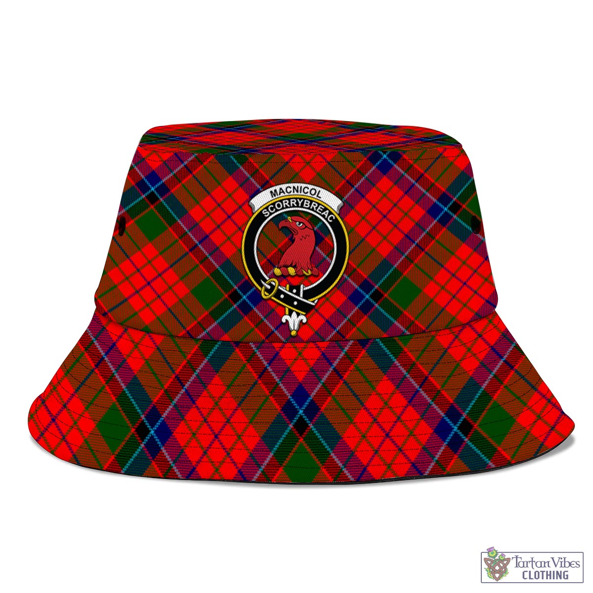 Tartan Vibes Clothing MacNicol of Scorrybreac Tartan Bucket Hat with Family Crest