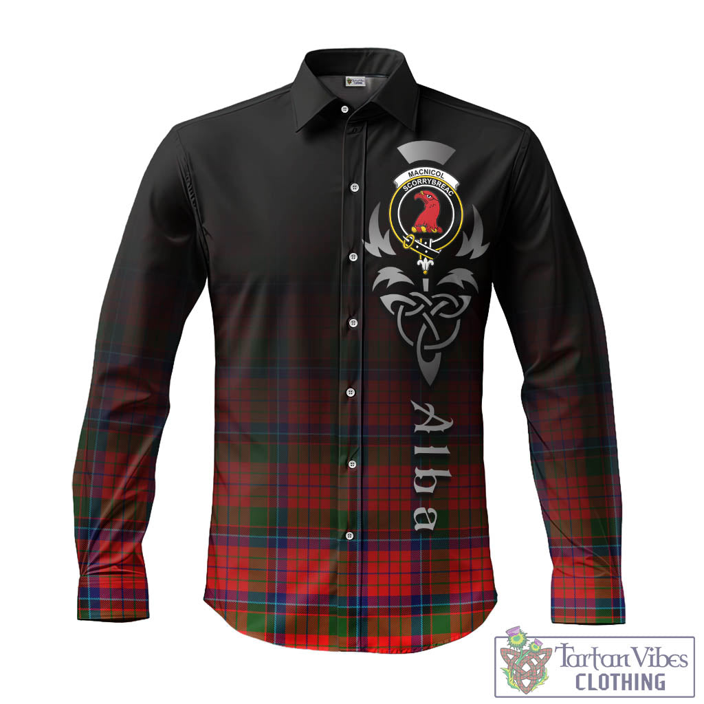 Tartan Vibes Clothing MacNicol of Scorrybreac Tartan Long Sleeve Button Up Featuring Alba Gu Brath Family Crest Celtic Inspired