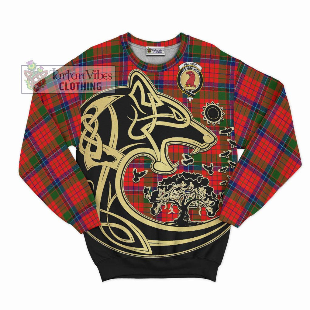 MacNicol of Scorrybreac Tartan Sweatshirt with Family Crest Celtic Wolf Style - Tartan Vibes Clothing