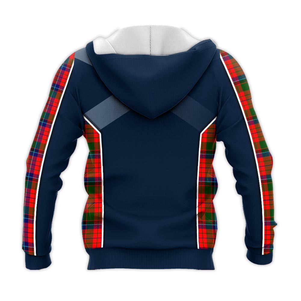 Tartan Vibes Clothing MacNicol of Scorrybreac Tartan Knitted Hoodie with Family Crest and Scottish Thistle Vibes Sport Style