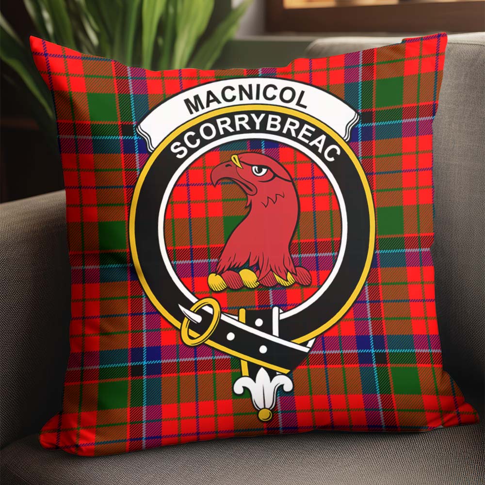 MacNicol of Scorrybreac Tartan Pillow Cover with Family Crest - Tartanvibesclothing