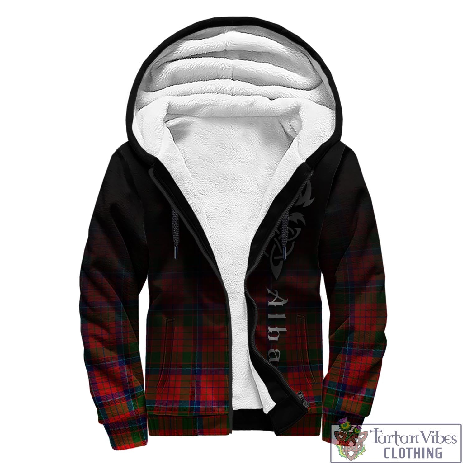 Tartan Vibes Clothing MacNicol of Scorrybreac Tartan Sherpa Hoodie Featuring Alba Gu Brath Family Crest Celtic Inspired