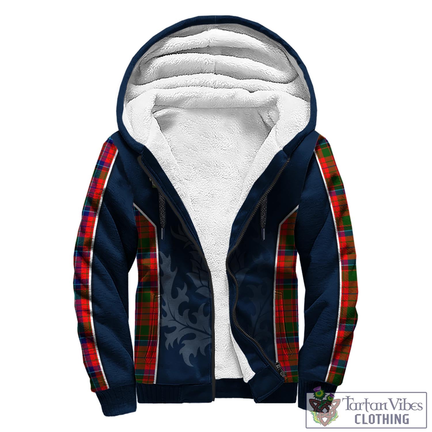 Tartan Vibes Clothing MacNicol of Scorrybreac Tartan Sherpa Hoodie with Family Crest and Scottish Thistle Vibes Sport Style