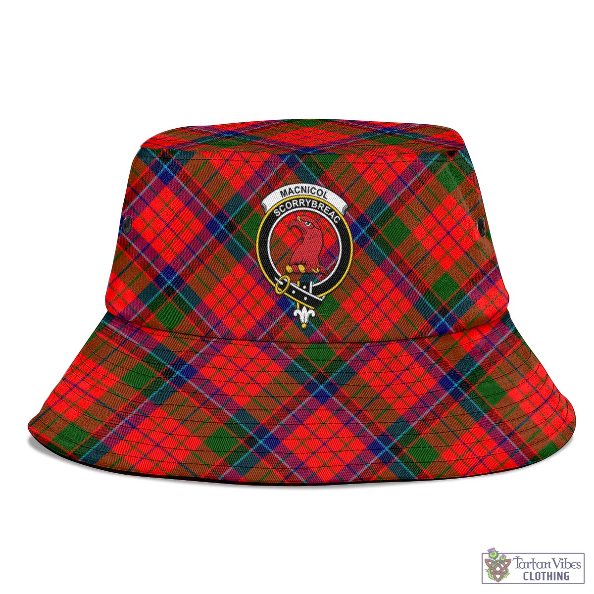 Tartan Vibes Clothing MacNicol of Scorrybreac Tartan Bucket Hat with Family Crest