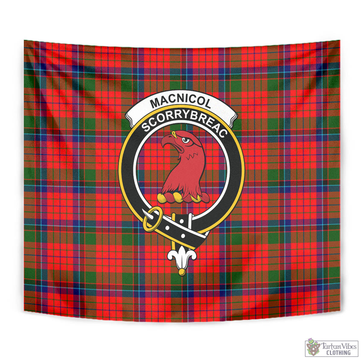 Tartan Vibes Clothing MacNicol of Scorrybreac Tartan Tapestry Wall Hanging and Home Decor for Room with Family Crest