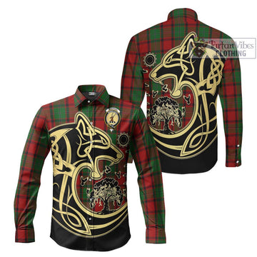 MacPhail (McPhail) Tartan Long Sleeve Button Shirt with Family Crest Celtic Wolf Style