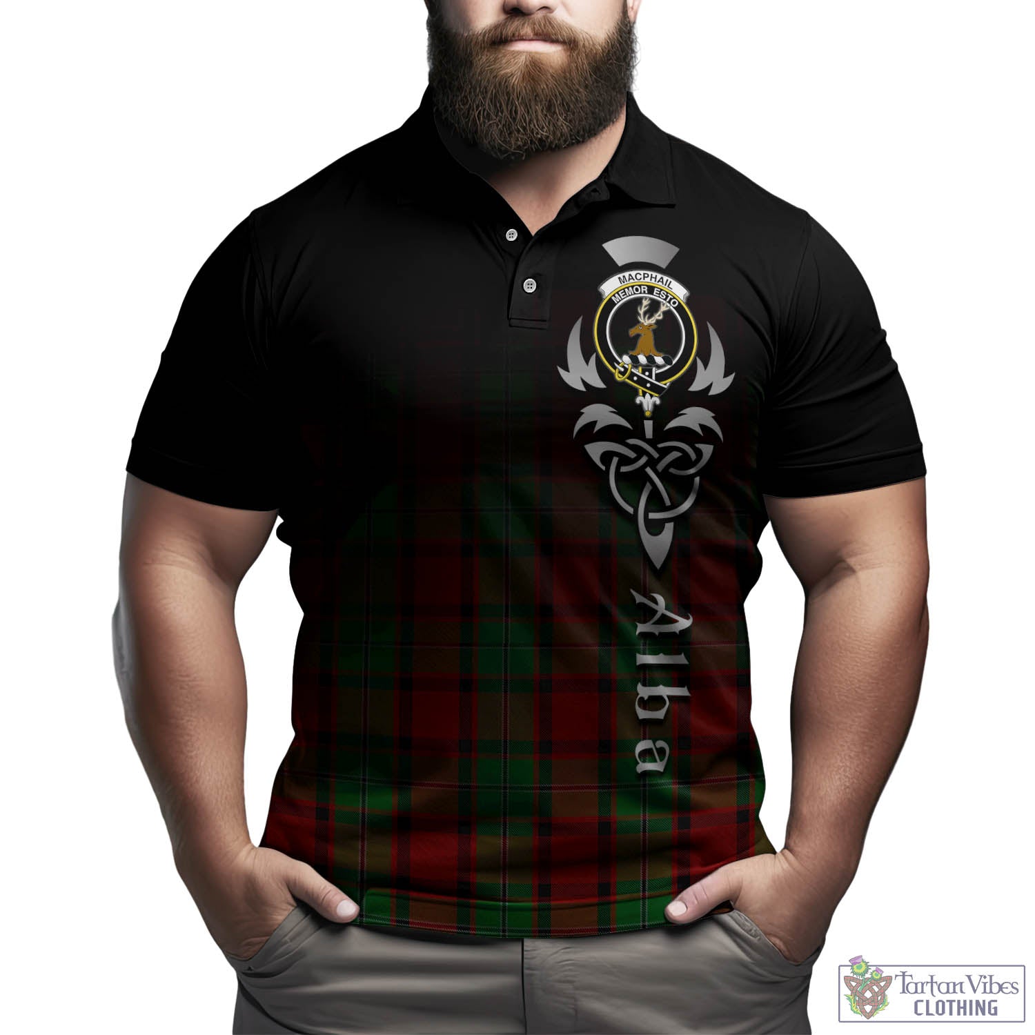 Tartan Vibes Clothing MacPhail Tartan Polo Shirt Featuring Alba Gu Brath Family Crest Celtic Inspired