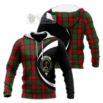 MacPhail (McPhail) Tartan Knitted Hoodie with Family Crest Circle Style