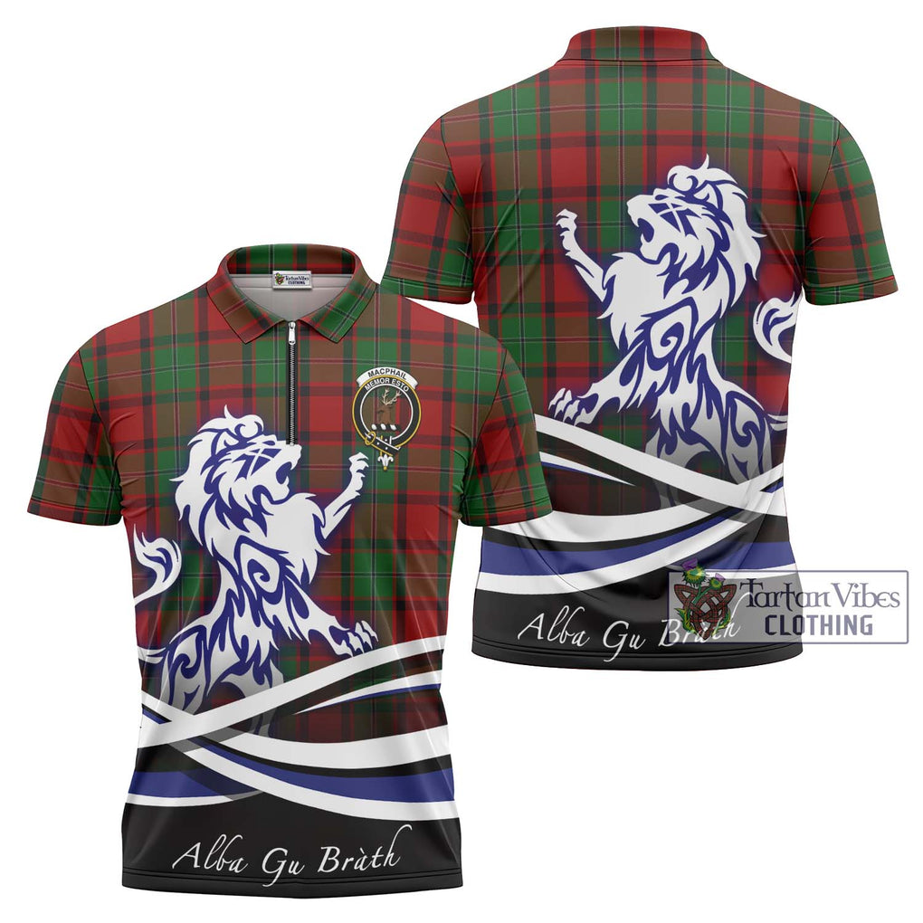 MacPhail (McPhail) Tartan Zipper Polo Shirt with Alba Gu Brath Regal Lion Emblem Unisex - Tartanvibesclothing Shop