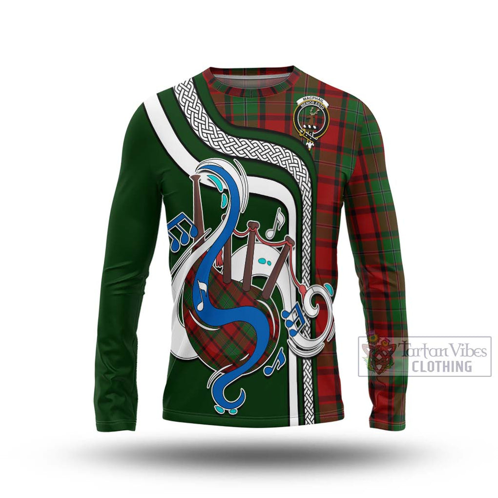 Tartan Vibes Clothing MacPhail Tartan Long Sleeve T-Shirt with Epic Bagpipe Style