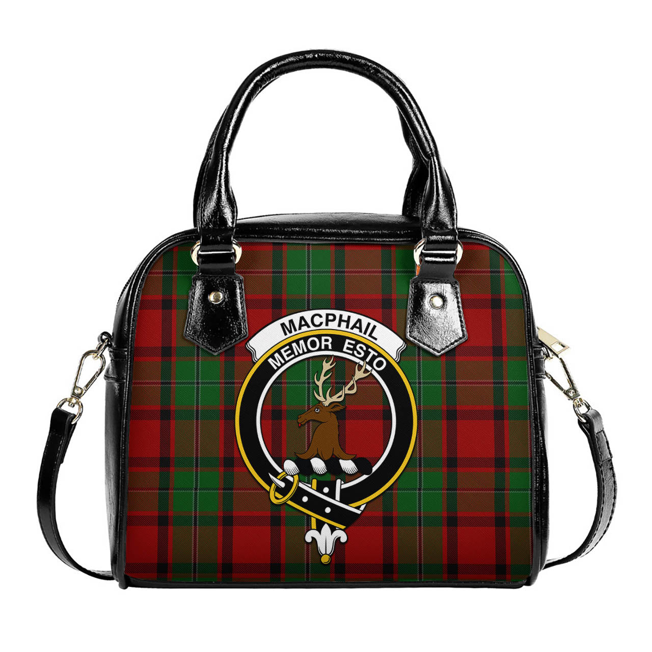 MacPhail Tartan Shoulder Handbags with Family Crest One Size 6*25*22 cm - Tartanvibesclothing