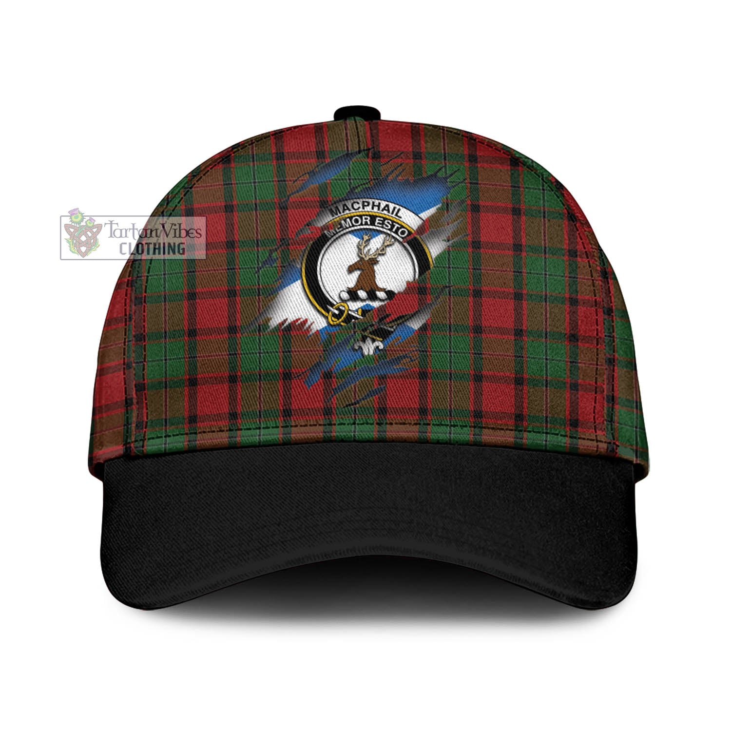 Tartan Vibes Clothing MacPhail Tartan Classic Cap with Family Crest In Me Style