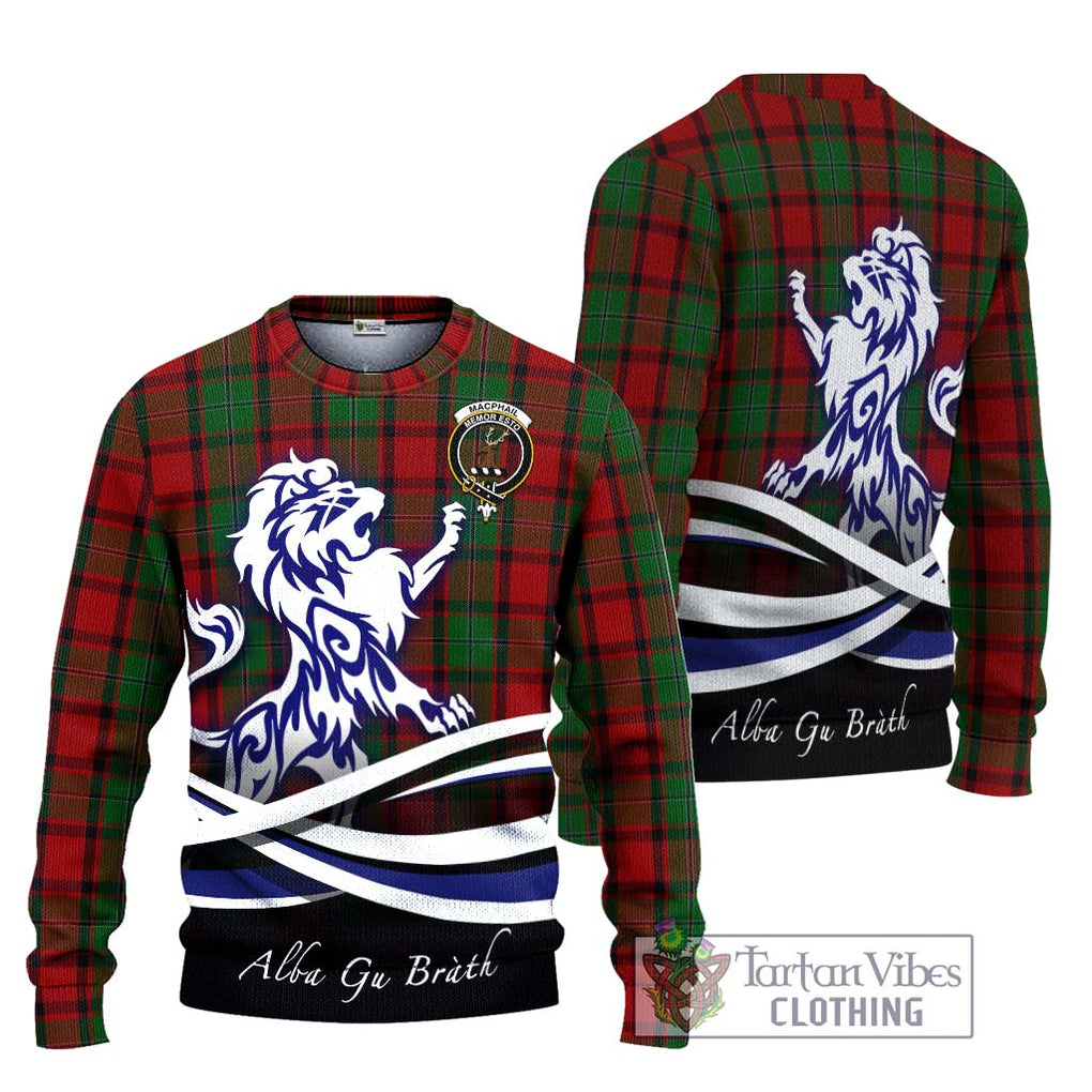 MacPhail (McPhail) Tartan Knitted Sweater with Alba Gu Brath Regal Lion Emblem Unisex - Tartanvibesclothing Shop