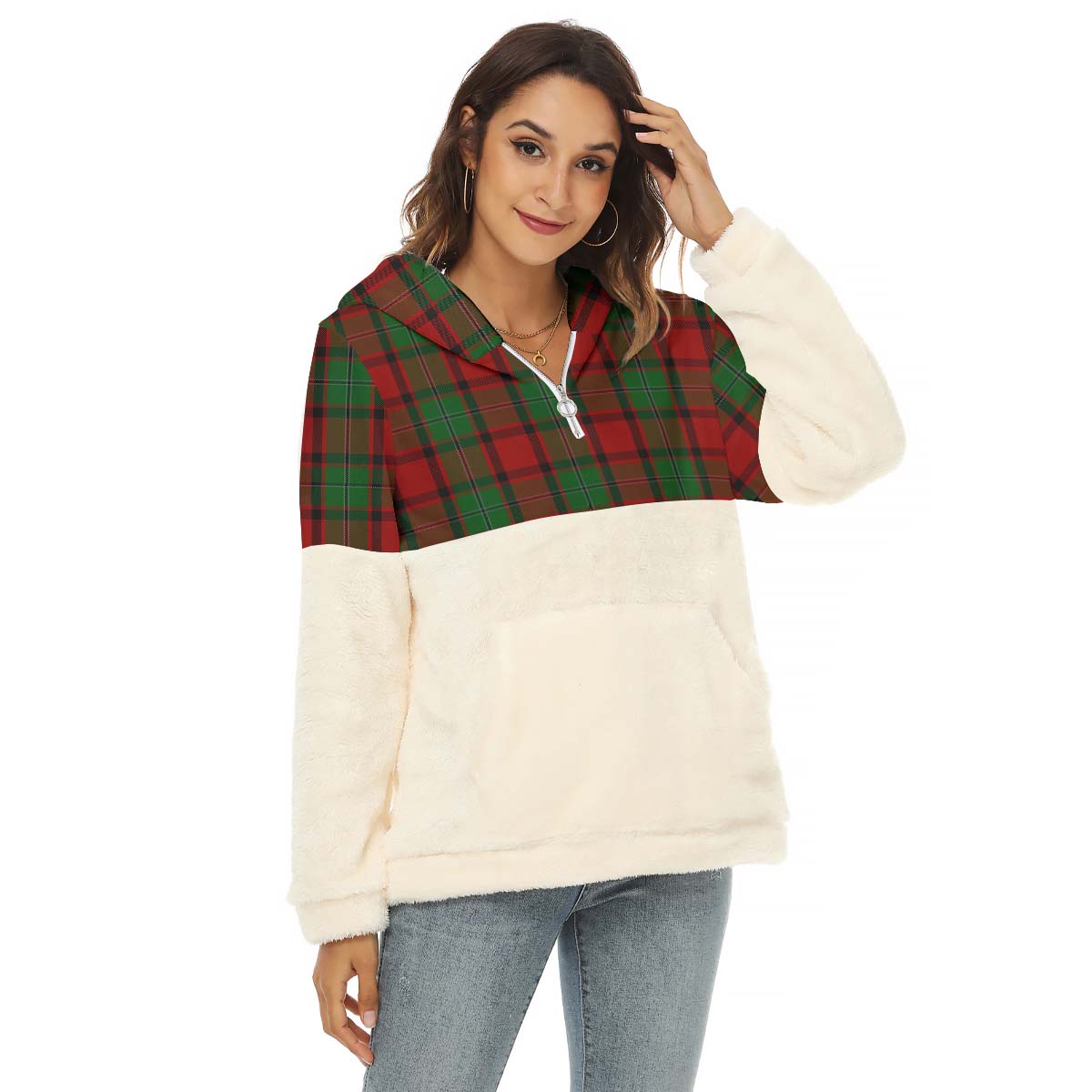 MacPhail (McPhail) Tartan Women's Borg Fleece Hoodie With Half Zip Female - Tartan Vibes Clothing