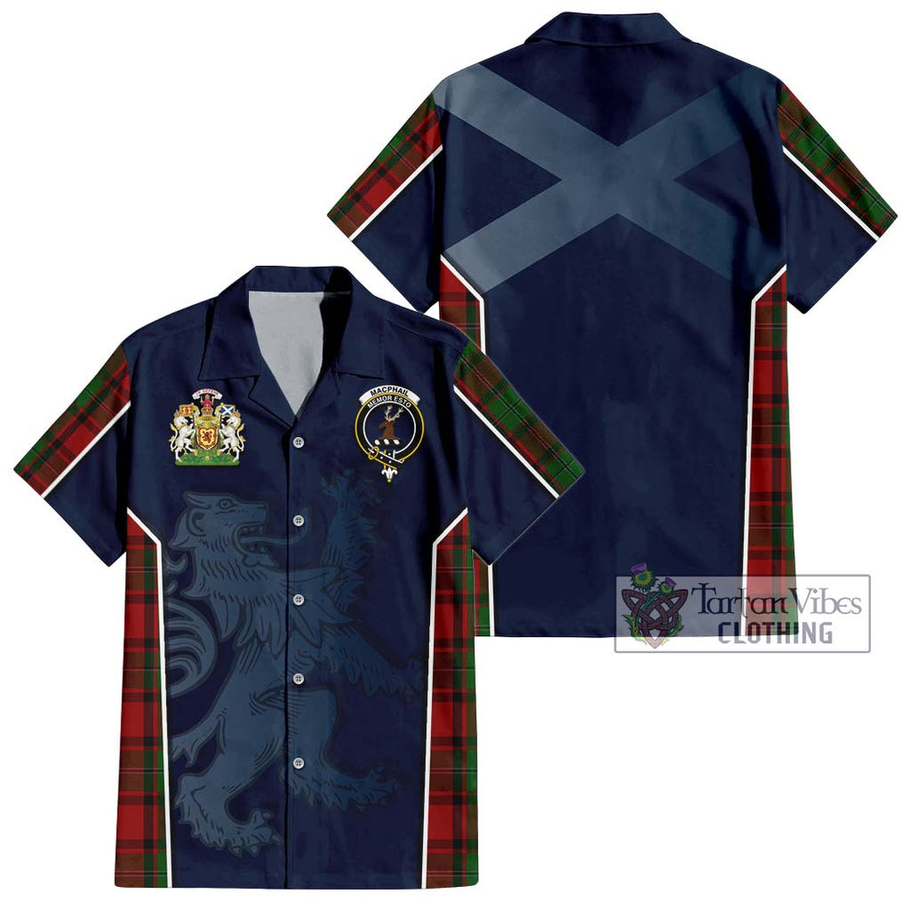 MacPhail (McPhail) Tartan Short Sleeve Button Shirt with Family Crest and Lion Rampant Vibes Sport Style Kid - Tartan Vibes Clothing